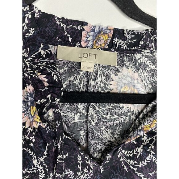 Loft Dress Size XS Women's Long Sleeve Floral Multicolor Mini 100% Rayon Dress - Picture 4 of 6